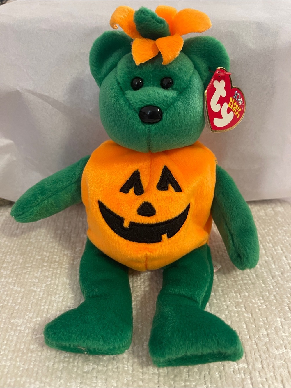 Tricky pumpkin Ty bear beanie baby